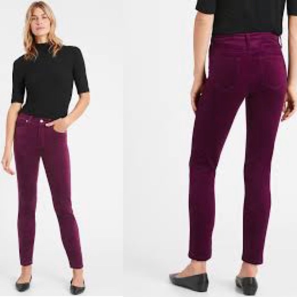 Banana Republic Purple premium denim high-rise skinny corduroy slim pants Sz 28 - Picture 15 of 15